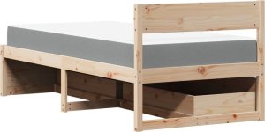 vidaXL Łóżko z szufladami i materacem, 90x190 cm, lite drewno sosnowe 6