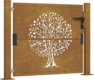 vidaXL Furtka ogrodowa, 105x105 cm, stal kortenowska, motyw drzewa 2