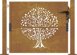 vidaXL Furtka ogrodowa, 105x105 cm, stal kortenowska, motyw drzewa 4