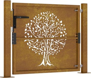 vidaXL Furtka ogrodowa, 105x105 cm, stal kortenowska, motyw drzewa 5