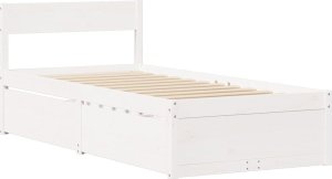 vidaXL Łóżko z szufladami i materacem, białe, 90x200 cm, sosnowe 7