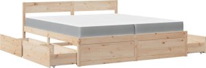 vidaXL Łóżko z szufladami i materacem, 200x200 cm, drewno sosnowe 11