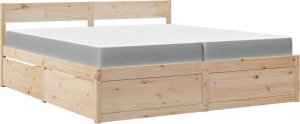 vidaXL Łóżko z szufladami i materacem, 200x200 cm, drewno sosnowe 2