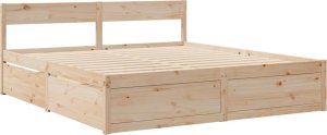 vidaXL Łóżko z szufladami i materacem, 200x200 cm, drewno sosnowe 7
