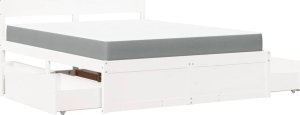 vidaXL Łóżko z szufladami i materacem, białe, 140x200 cm, sosnowe 11