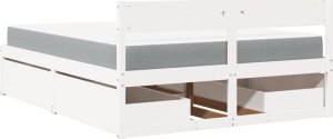 vidaXL Łóżko z szufladami i materacem, białe, 140x200 cm, sosnowe 6
