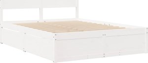 vidaXL Łóżko z szufladami i materacem, białe, 140x200 cm, sosnowe 7