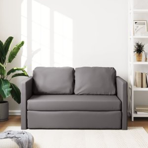 vidaXL Sofa podłogowa 2-w-1, szara, 112x174x55 cm, sztuczna skóra 3
