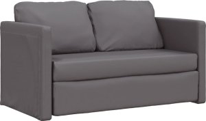vidaXL Sofa podłogowa 2-w-1, szara, 112x174x55 cm, sztuczna skóra 4