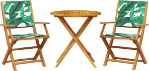 vidaXL 3-cz. zestaw mebli bistro, tkanina w liście i drewno 2