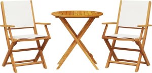 vidaXL 3-cz. zestaw mebli bistro, kremowa tkanina i drewno 2