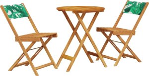 vidaXL 3-cz. zestaw mebli bistro, tkanina w liście i drewno 2