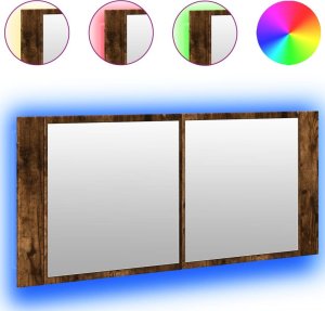 vidaXL Szafka łazienkowa z lustrem i LED, przydymiony dąb, 100x12x45cm 2