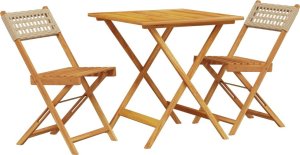 vidaXL 3-cz. zestaw mebli bistro, beżowy rattan PE i drewno 2
