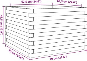 vidaXL Donica ogrodowa, woskowy brąz, 70x70x45,5 cm, drewno sosnowe 10