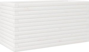 vidaXL Donica ogrodowa, biała, 90x40x45,5 cm, lite drewno sosnowe 2