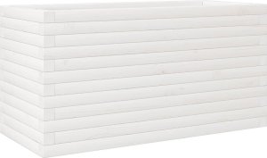 vidaXL Donica ogrodowa, biała, 90x40x45,5 cm, lite drewno sosnowe 7
