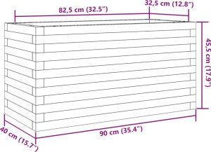 vidaXL Donica ogrodowa, biała, 90x40x45,5 cm, lite drewno sosnowe 10