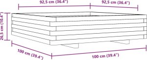 vidaXL Donica ogrodowa, biała, 100x100x26,5 cm, lite drewno sosnowe 10