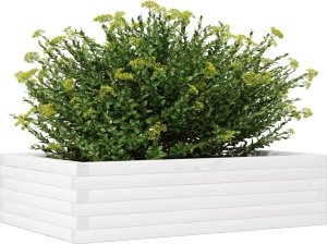 vidaXL Donica ogrodowa, biała, 90x60x23 cm, lite drewno sosnowe 4