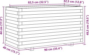 vidaXL Donica ogrodowa, 90x40x49,5 cm, lite drewno sosnowe 10