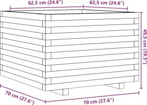vidaXL Donica ogrodowa, woskowy brąz, 70x70x49,5 cm, drewno sosnowe 10