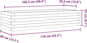 vidaXL Donica ogrodowa, woskowy brąz, 110x40x23cm, lite drewno sosnowe 10