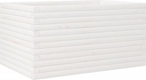 vidaXL Donica ogrodowa, biała, 90x60x45,5 cm, lite drewno sosnowe 2