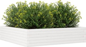 vidaXL Donica ogrodowa, biała, 100x100x23 cm, lite drewno sosnowe 4