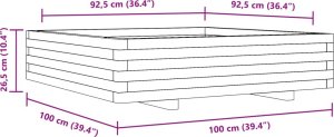 vidaXL Donica ogrodowa, 100x100x26,5 cm, lite drewno sosnowe 10