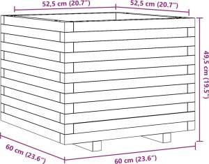 vidaXL Donica ogrodowa, 60x60x49,5 cm, lite drewno sosnowe 10