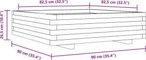 vidaXL Donica ogrodowa, 90x90x26,5 cm, lite drewno sosnowe 10