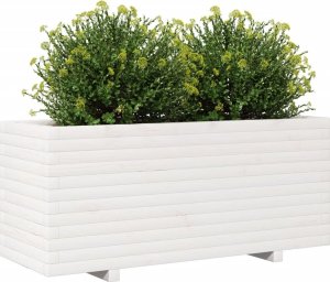 vidaXL Donica ogrodowa, biała, 110x40x49,5 cm, lite drewno sosnowe 4