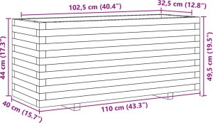 vidaXL Donica ogrodowa, biała, 110x40x49,5 cm, lite drewno sosnowe 10