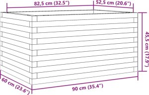 vidaXL Donica ogrodowa, 90x60x45,5 cm, impregnowane drewno sosnowe 10