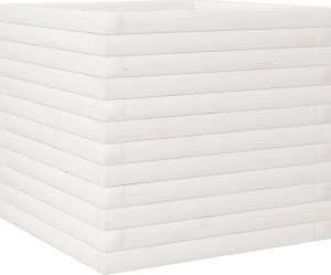 vidaXL Donica ogrodowa, biała, 50x50x45,5 cm, lite drewno sosnowe 2