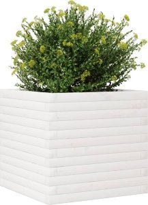 vidaXL Donica ogrodowa, biała, 50x50x45,5 cm, lite drewno sosnowe 4