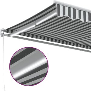 vidaXL Ręcznie zwijana markiza z LED, antracytowo-biała, 450x350 cm 9