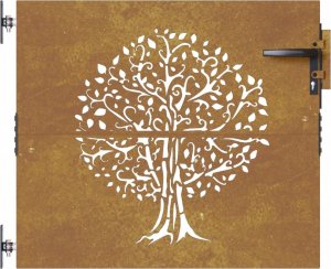 vidaXL Furtka ogrodowa, 85x100 cm, stal kortenowska, motyw drzewa 4