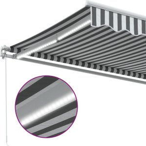 vidaXL Ręcznie zwijana markiza z LED, antracytowo-biała, 500x300 cm 9