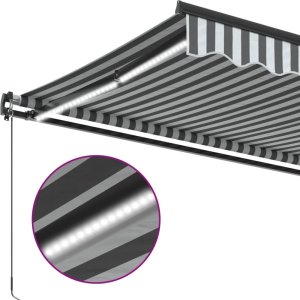 vidaXL Ręcznie zwijana markiza z LED, antracytowo-biała, 450x350 cm 8