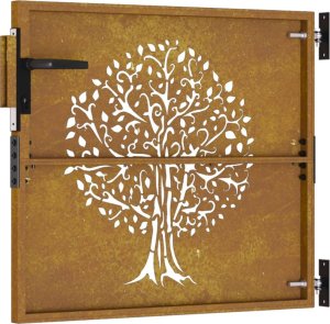 vidaXL Furtka ogrodowa, 85x75 cm, stal kortenowska, motyw drzewa 6