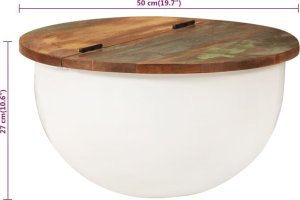 vidaXL Stolik kawowy, biały, 50x27 cm, drewno z odzysku 8