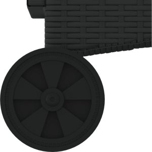 vidaXL Leżak na kółkach, z poduszką, czarny, polirattan 9