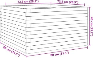 vidaXL Donica ogrodowa, woskowy brąz, 80x80x46 cm, lite drewno sosnowe 10