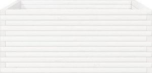 vidaXL Donica ogrodowa, biała, 110x110x46 cm, lite drewno sosnowe 6