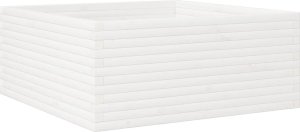vidaXL Donica ogrodowa, biała, 110x110x46 cm, lite drewno sosnowe 7
