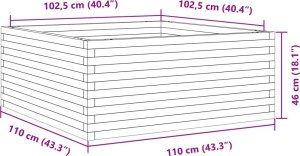 vidaXL Donica ogrodowa, biała, 110x110x46 cm, lite drewno sosnowe 9