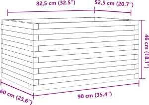 vidaXL Donica ogrodowa, woskowy brąz, 90x60x46 cm, lite drewno sosnowe 10