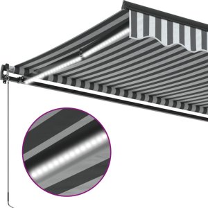 vidaXL Ręcznie zwijana markiza z LED, antracytowo-biała, 400x300 cm 8